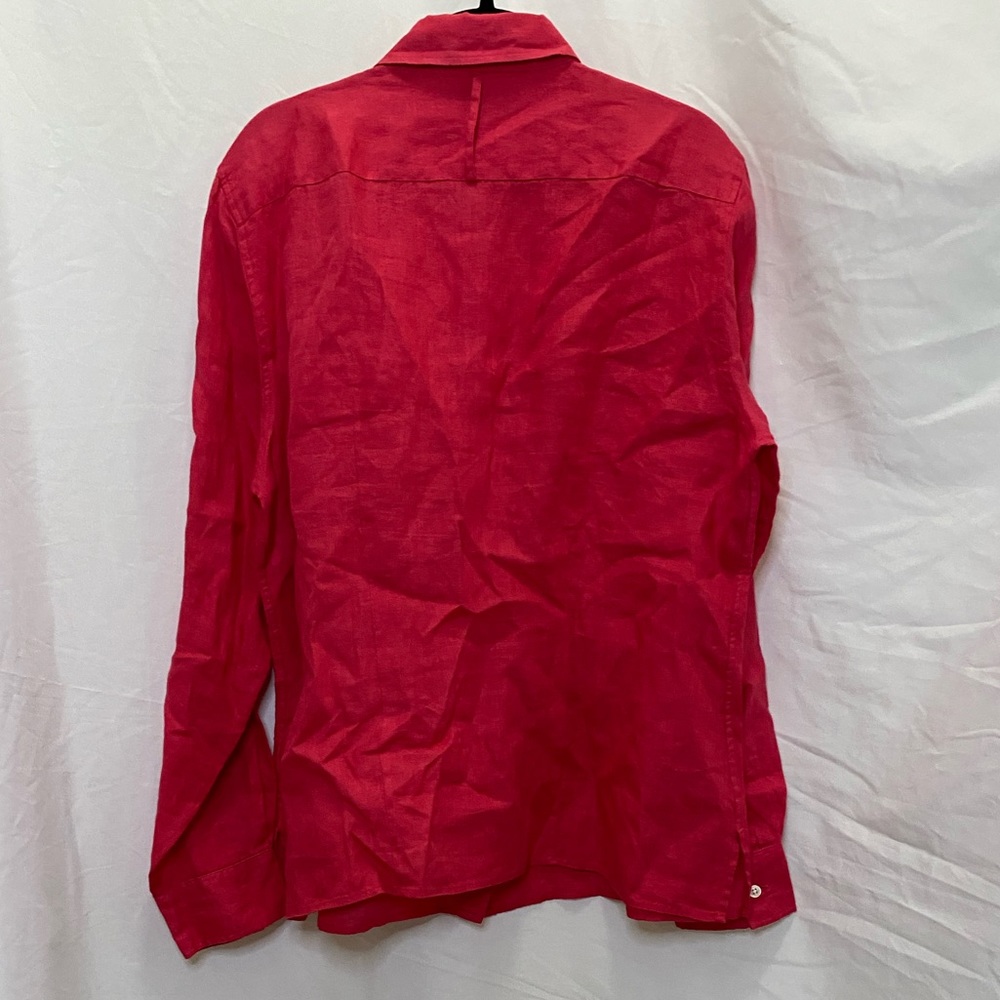Land’s End linen coral red button down blouse top, size M - Picture 7 of 8